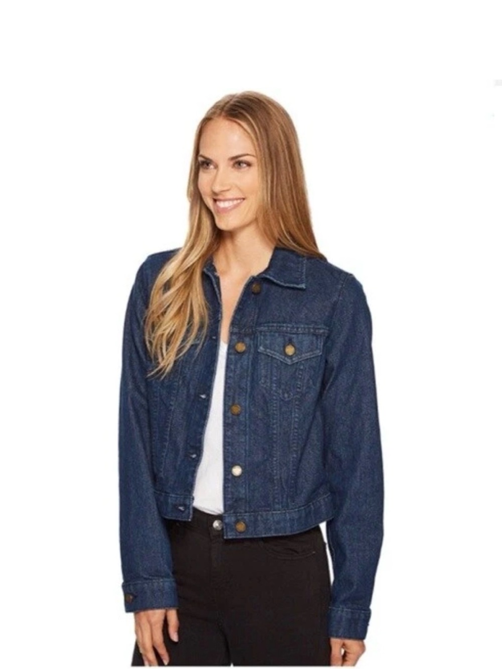 MICHAEL KORS Button Front Denim Jacket 100% Cotton Gold Dark Blue Size L - Picture 5 of 9